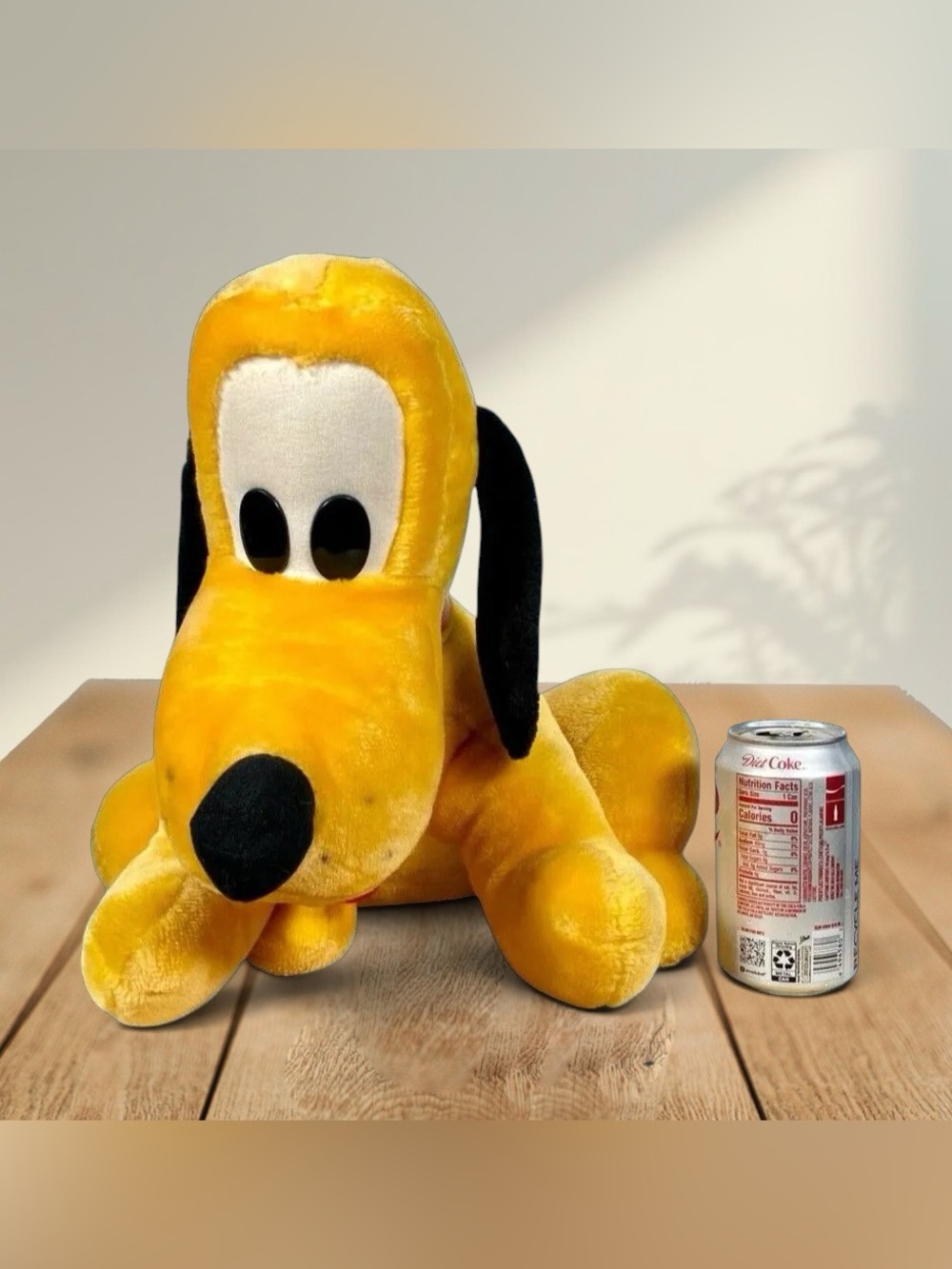 VTG Walt Disney Classic Pluto Plush Yellow Dog Stuffed Animal 14" Red Collar